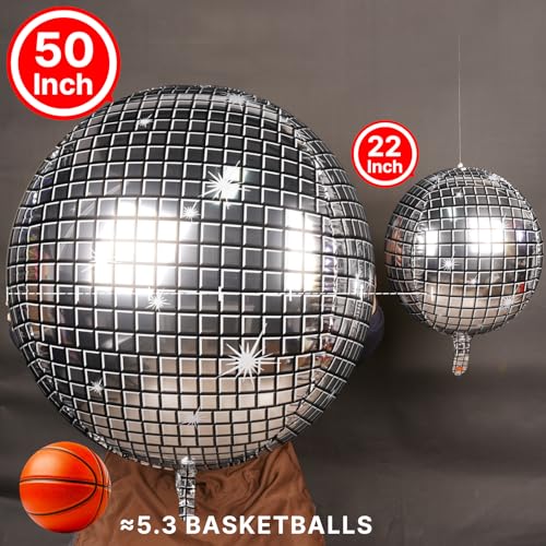 Image of PartyWoo Silver Foil Balloons 3pcs Large Round Giant Jumbo 4D Balloons