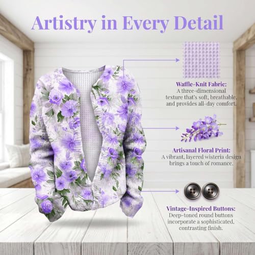 Cárdigan mujer con estampado floral estilo boho y botones de punto 4