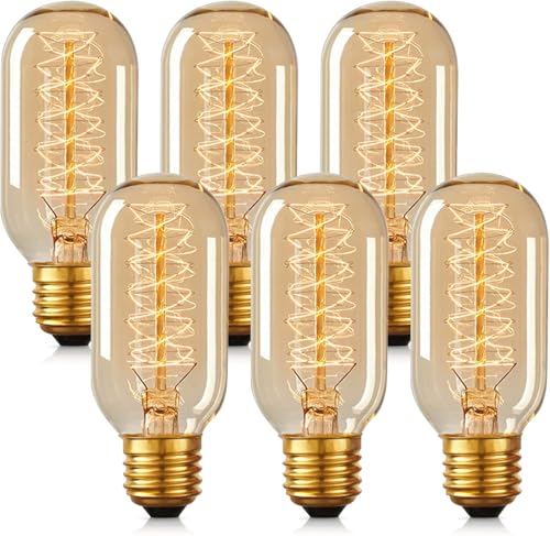 La Mejor Recopilación de Foco vintage - los preferidos. 48 KUAEAY E26 E27 Bombilla 6 Pack,Focos Luz Cálida 2700K, 40W, Universales 110V, Focos Estilo Vintage Velas (40w-E27-Luz Cálida)