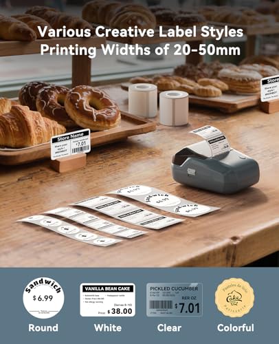Image of NIIMBOT 2Inch Label Maker Machine with 3 Tape, B1 Portable Sticker Printer for Small Businesses, Clothing, Logo, Jar, Address, Compatible with Phones & PC, Blue