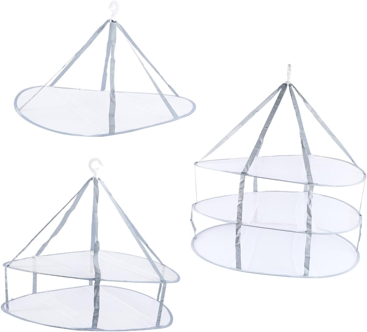 Hemoton 3pcs Clothes Drying Basket Set with Mesh Net, Hanging Sweater and Sock Organizer for Home Laundry, Iron Frame, Flat Lay Drying Rack for Delicates