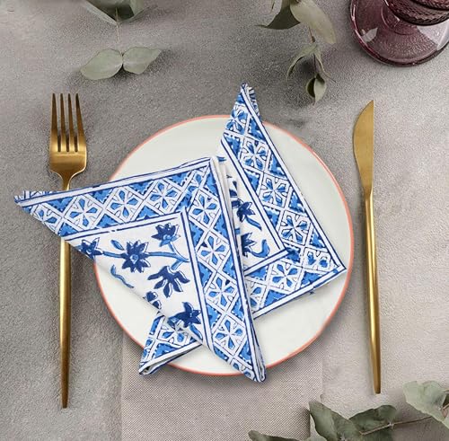 Image of BLOCKS OF INDIA Hand Block Print Cotton Table Napkin (Color 8)