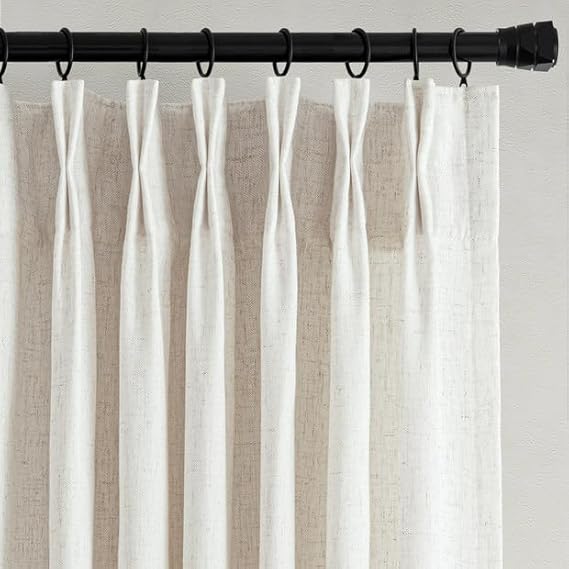 Amazon.com: Pinch Pleated Linen Sheer Curtains 84 Inch Long W40 x L84 ...