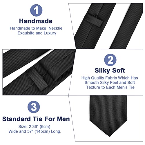 AOMIG Heren Stropdassen set, Klassieke Heren Effen Kleur Stropdas Set met Pocket Vierkant, Manchetknopen en Dasclip, Premium Pure Kleur Skinny Formele Stropdas voor Mannen Zakelijke Bruiloft Werk - Image 4