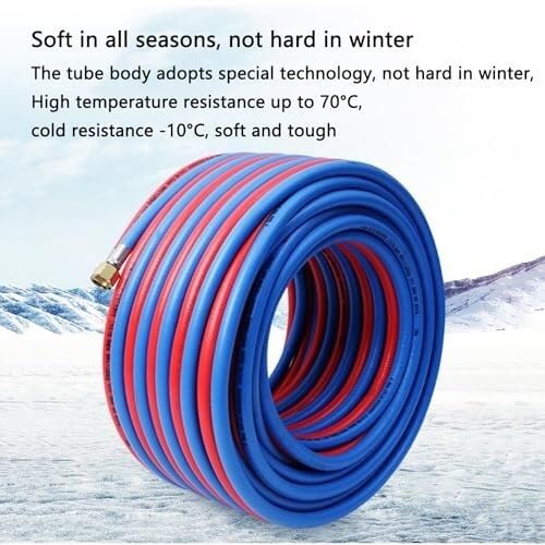 Juego de mangueras de soldadura de oxígeno y acetileno con conectores de latón, mangueras de soldadura dobles duraderas para transferencias de gas seguras y aplicaciones de soldadura