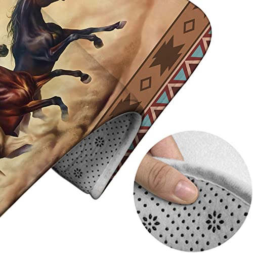 DONMYER Badezimmerteppich-Set, 3-teilig, Azetc Boho-Stil, Westernpferd, Badematten, WC-Konturmatte, Deckelbezug… – Bild 5