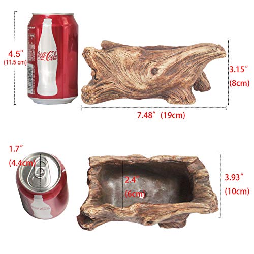 Dahlia Driftwood Stump Log Concrete Planter/Succulent Pot/Plant Pot, 7.4L x 3.9W - Image 3