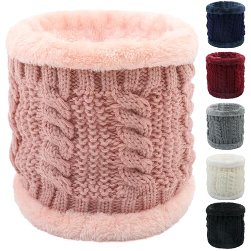 HGps8w Women's Fleece Lined Winter Neck Gaiters - Cable Knit Double-Layer Thick Warm Thermal Infinity Scarf Neck Warmers2