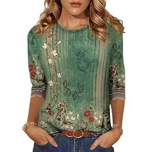 Zeagoo Women’s Casual 3/4 Sleeve T-Shirts Round Neck Cute Tunic Tops Basic Tees Blouses Business Work Tee Top