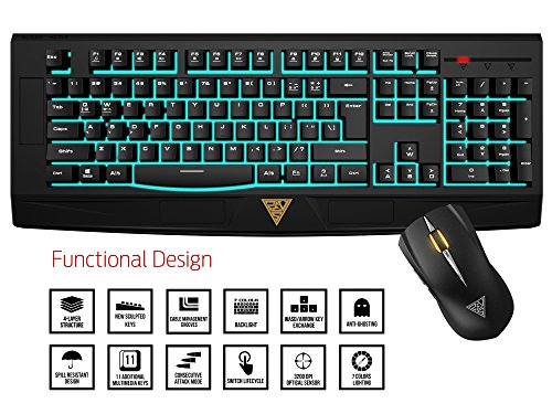 Gamdias Ares 7 Color Essentical Combo With 7 Color Backlight, 11 Multimedia Keys And Erebos Led Optical Gaming Mouse (Gkc6001) #TOP1