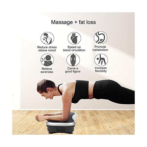 Real Relax Mini Vibration Plate Exercise Machine Full Whole Body Workout Home Massager and Fitness Platform Weight Loss & Toning, with Resistance Band，Remote Control and Support 330Ibs，Silver