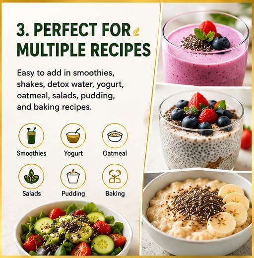 Image of NUTROHOLIC Chia Seeds 250g | Natural Chia Seeds for Eating | High in Fibre, Protein & Calcium | Omega-3 Source | Healthy Seeds for Smoothies, Salads & Drinks