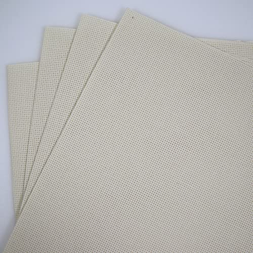 Image of KCS 4 pc of 12 inch x 18 inch 14CT Counted Cotton Aida Cloth Cross Stitch Fabric (Cream)