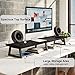 TEAMIX Black 42 inch Dual Monitor Riser,Wood and Steel Long Monitor Stand for 2 Monitors with Storage Large TV Riser Computer Laptop Stand for Desk Office Organization