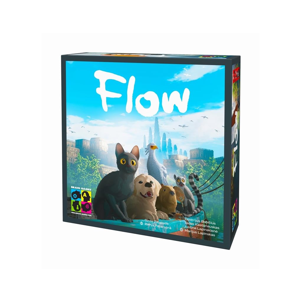 Brain Games - Flow - Cooperative Games Inspired by the Multi-Award Winning Animated Movie of the Same Name - Help Animals Defeat Their Fear of Water - 1-6 Players - Ages 8+