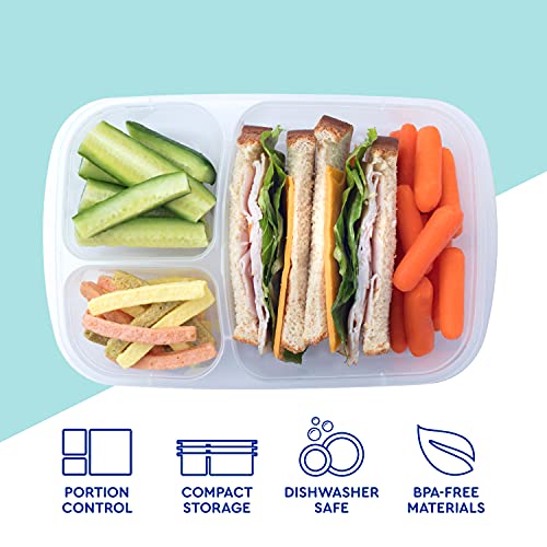 Easylunchboxes - Bento Lunch Boxes - Reusable 3-Compartment Food Containers For School, Work, And Travel, Set Of 10, (Classic) #TOP2