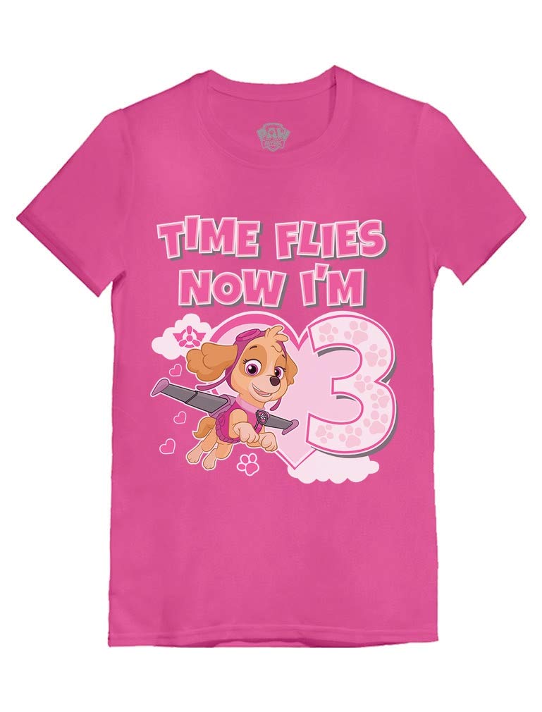 Tstars Paw Patrol Skye 3rd Birthday Shirt Toddler Girl Fitted Party Tee | Soft fitted licensed Skye tee for turning three; great for 3rd birthday, pink pup party, girl photo gift 3T Skye Fly 3rd / Wow Pink