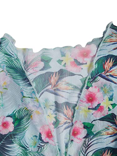 WDIRARA Toddler Girl's 3 Pieces Tropical Print Bikini Swimsuit with Belted Cover Up Kimono3