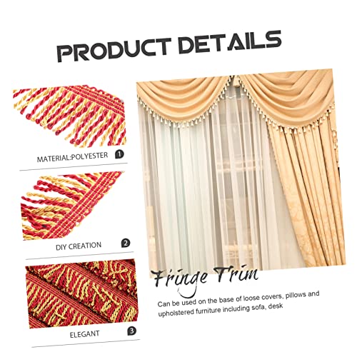 Pompon décoratif à franges dorées et rouges 14m en polyester pour rideaux - 6