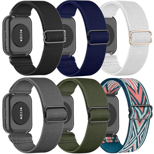 TUCOMO Lot de 6 bracelets élastiques en nylon compatibles avec Amazfit Bip 6/Bip 5/GTR 4/GTR 3/GTR 3 Pro/GTR 2/2e/GTR 47 mm, 22 mm pour Amazfit...