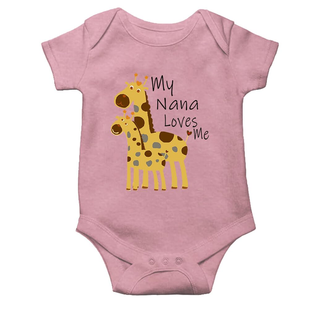 tiansiaben My Nana Loves Me Pink Short Sleeve Baby Bodysuits Outfits Infant Clothes Romper 3-6 Months