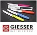 Produktbild Giesser Messer 5x Allzweckmesser 11 cm Klingenlänge mit Wellenschliff Schwarz/Azurblau/Limone/Orange/Pink - Profimesser Made in Germany