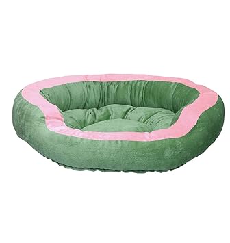 Mellifluous Luxurious Soft Velvet Fluffy Dual Color Dog Cat Pet Puppy Bed- Washable, Comfortable, Portable Bed for All Types of Breed Dog and Cats (XXL, Green-Pink)