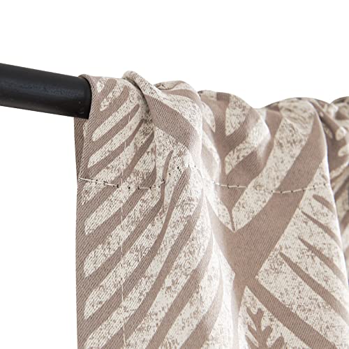 Jinchan Tie Up Valance Curtain Geometric Valance For Kitchen Living Room Ferns Leaf Print Blackout Window Valance Adjustable Thermal Insulated Tie-Up Valance 18 Inch Rod Pocket 1 Panel Brown On Beige #TOP2