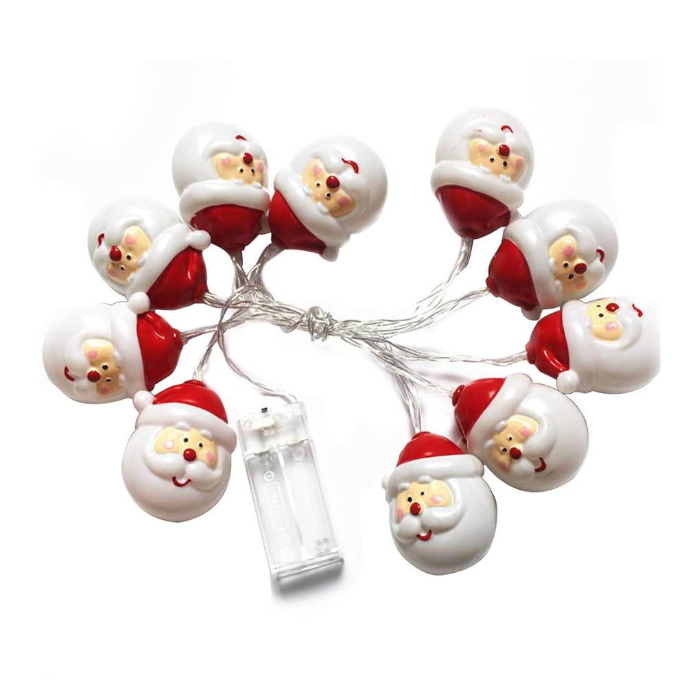 AMERTEER Christmas String Light - 1.5M 10 LED Santa Claus String Lights, Battery Operated Santa Claus Shaped LED Light for Christmas Party Merry Tree Decorations, Christmas Window Hanging Lights