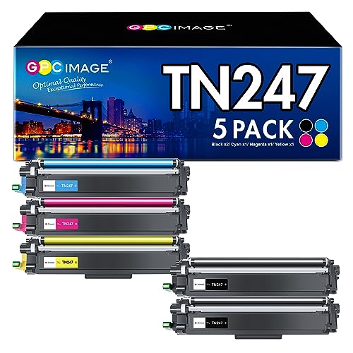 GPC Image Toner Cartridges Replacement for Brother TN247 TN243 TN 247 243 Compatible with L3550CDW L3510CDW L3210CW L3230CDW L3270CDW L3750CDW L3710CW (Black Cyan Magenta Yellow,5-Pack)