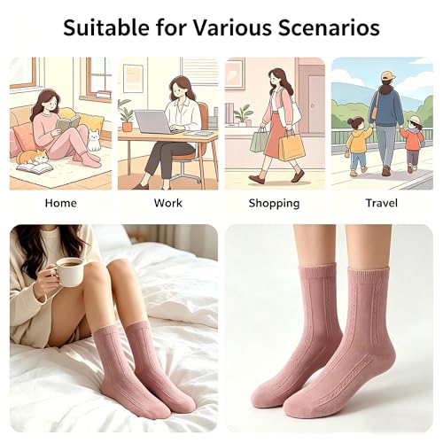 ManGeYa Women's Cable Knit Cotton Crew Socks 5 Pack - image 9