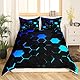Manfei Kinder 3D Waben Bettbezug Set S Größe,Neon Hellblau Schwarz Hexagon Bettwäsche Set Jungen Videospiele Tröster Abdeckung Teens Moderne Mode Geometrie Quilt Cover,1 Kissenbezug
