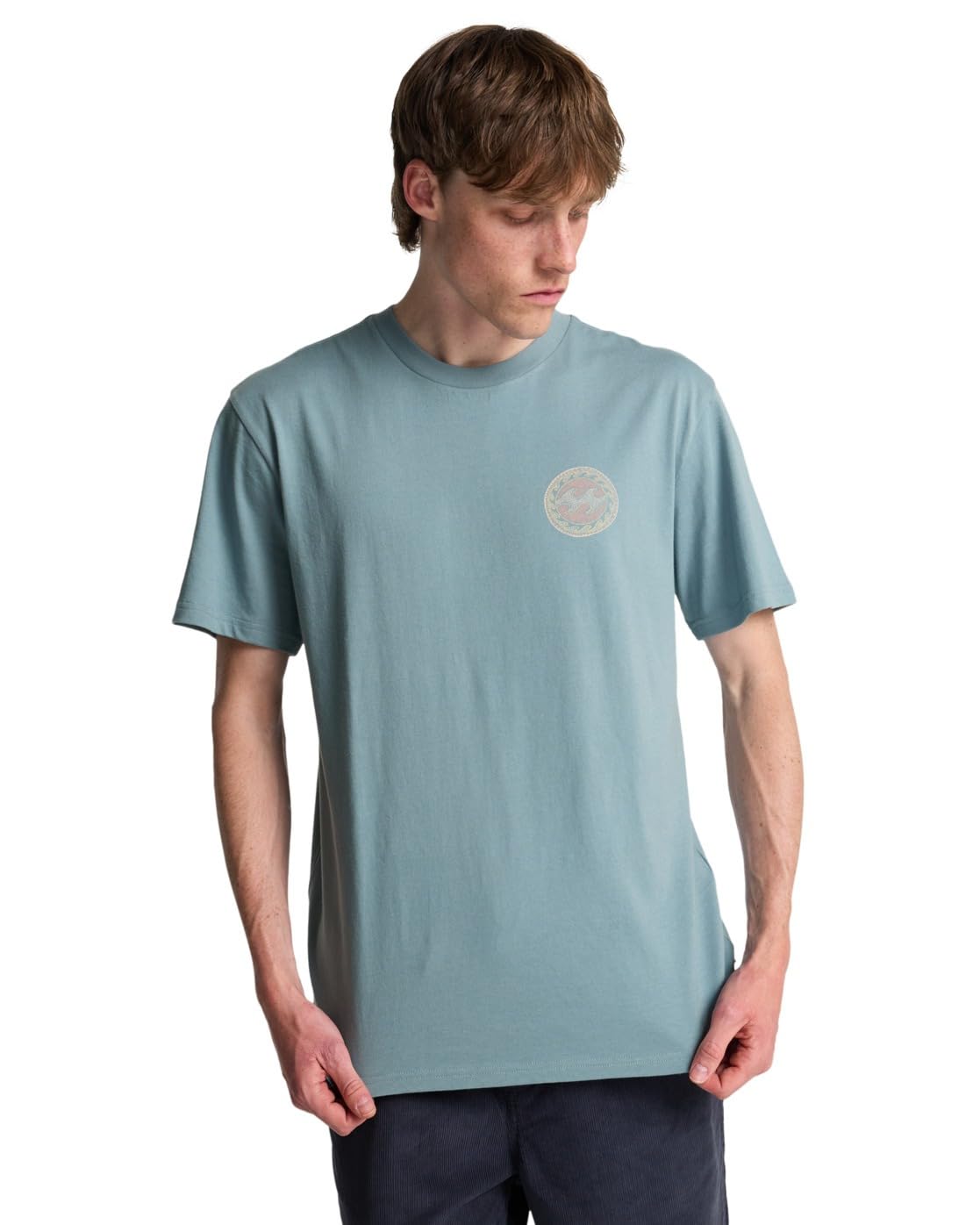Billabong Crayon Wave S/S T-Shirt - Washed Blue - Mens L - Cotton