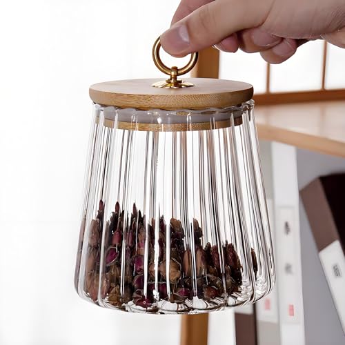 MUAMAX Glass StorageJar with Airtight Lids and Spoon 700ML/24oZ,Airtight Storage Jar,Petal Decorative Jar with Sealed Lid,Tea Coffee Sugar Canister,Candy Cookie Storage Container - Cosy Home Interiors MUAMAX Glass StorageJar with Airtight Lids and Spoon 700ML/24oZ,Airtight Storage Jar,Petal Decorative Jar with Sealed Lid,Tea Coffee Sugar Canister,Candy Cookie Storage Container - Image 3
