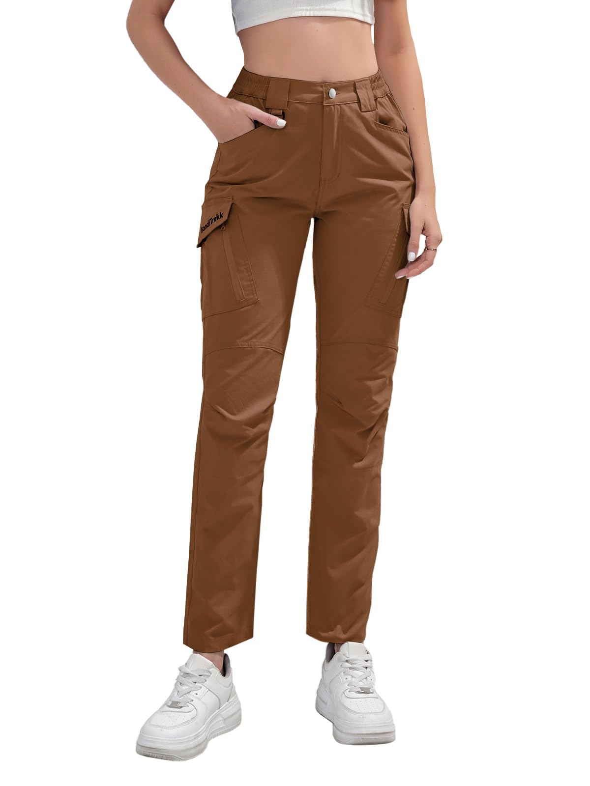 BondiTrekk Cargo Hose Damen mit 9 Taschen - Hochtaillierte Wasserabweisende Outdoor-Hose für Wandern, Sport & Alltag