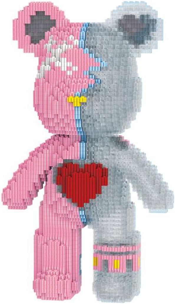 Valentine’s Love Heart Micro Building Block Bear Sculpture 27cm Tall, 2500+ PCS Creative Brick Figure