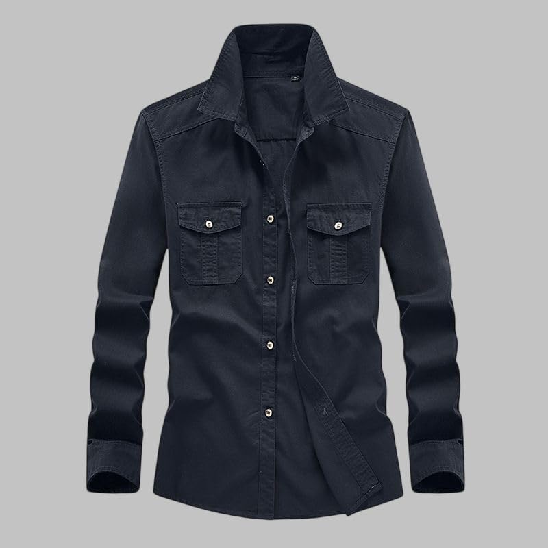 Chemise décontractée en coton supérieur avec col rabattable - 3