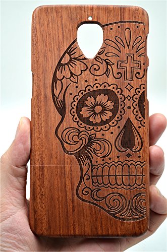 Holzsammlung® Oneplus 3 / Oneplus 3T Funda de Madera - Cráneo de Palo de Rosa - Natural Hecha a Mano de Bambú/Madera Carcasa Case Cover
