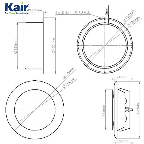 Kair Ceiling Supply Valve 125mm - 5 inch White Coated Metal Vent, 125mm Supply - Image 2