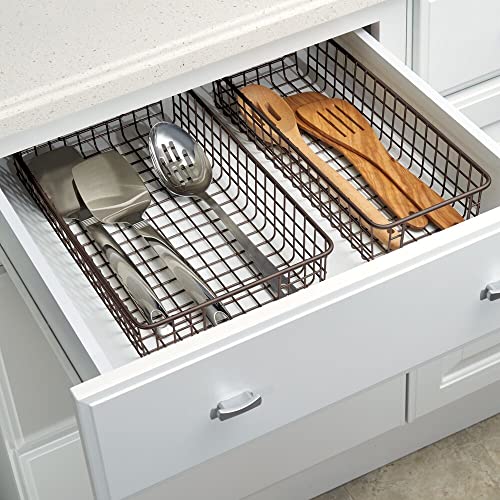 Mdesign Shallow Metal Wire Basket For Storage Pantry - Kitchen Organization Basket With Handles - Bin Basket For Organizing Cabinets Or Countertop - Concerto Collection - Bronze #TOP1