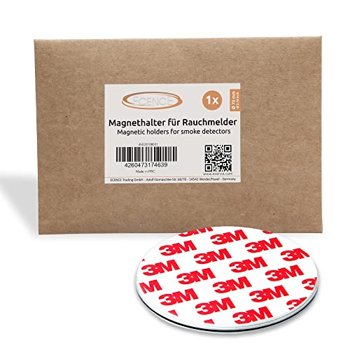 ECENCE Magnetic Smoke Detector Installation Tool 1pcs Magnetic Adhesive Pads with 3M Glue for Smoke Alarms Ø 70mm, No Drilling Or Screws, Quick and Easy Fastening