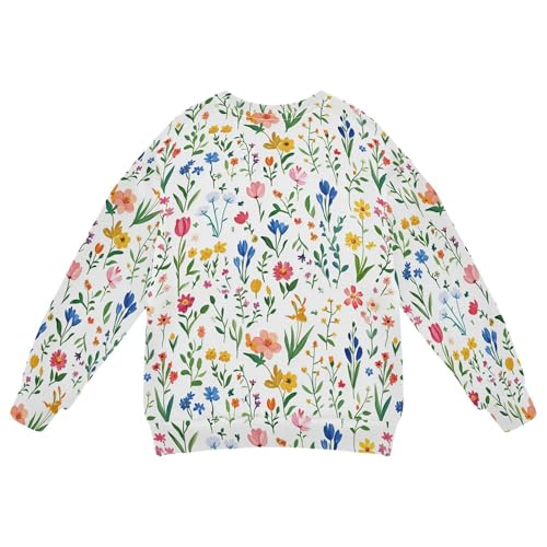 JUNZAN Florals Tulips Delphinium Iris White Little Kids Sweatshirts Hoodies Crewneck Boys Sweat Shirt Camping 4T2