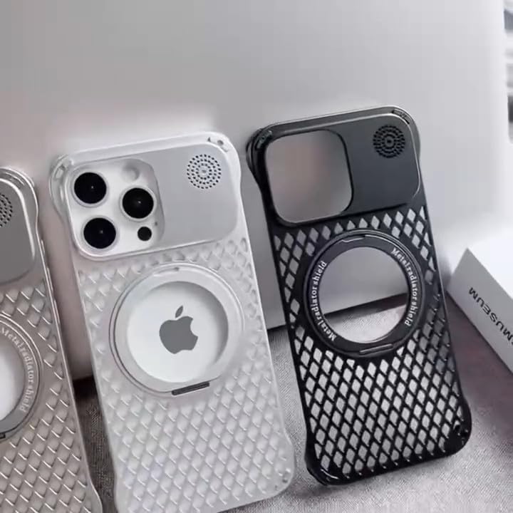Coque iPhone 17 Pro Max sans cadre en aluminium titane noir aimantée