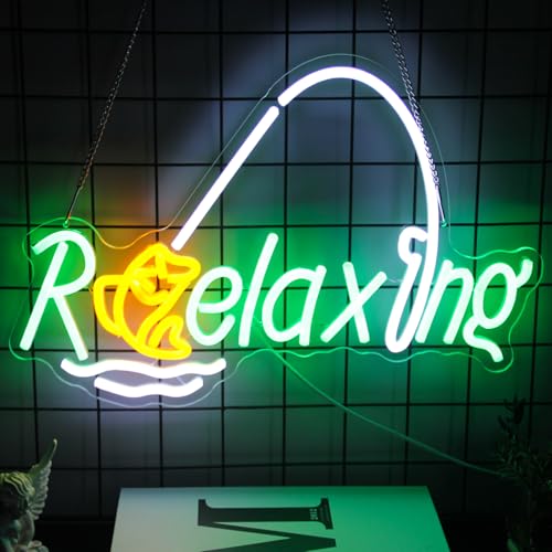 Image of Relaxing Neon Sign Fishing LED Sign Fish Neon Light for Wall Man Cave Decor