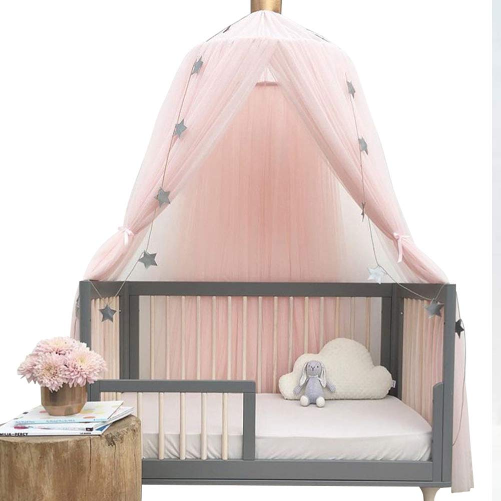 wosume Zanzariera, Elegante Colore casa Maglia zanzariera Letto per Bambini a baldacchino Rete Bambino Camera da Letto Bambino(Rosa)
