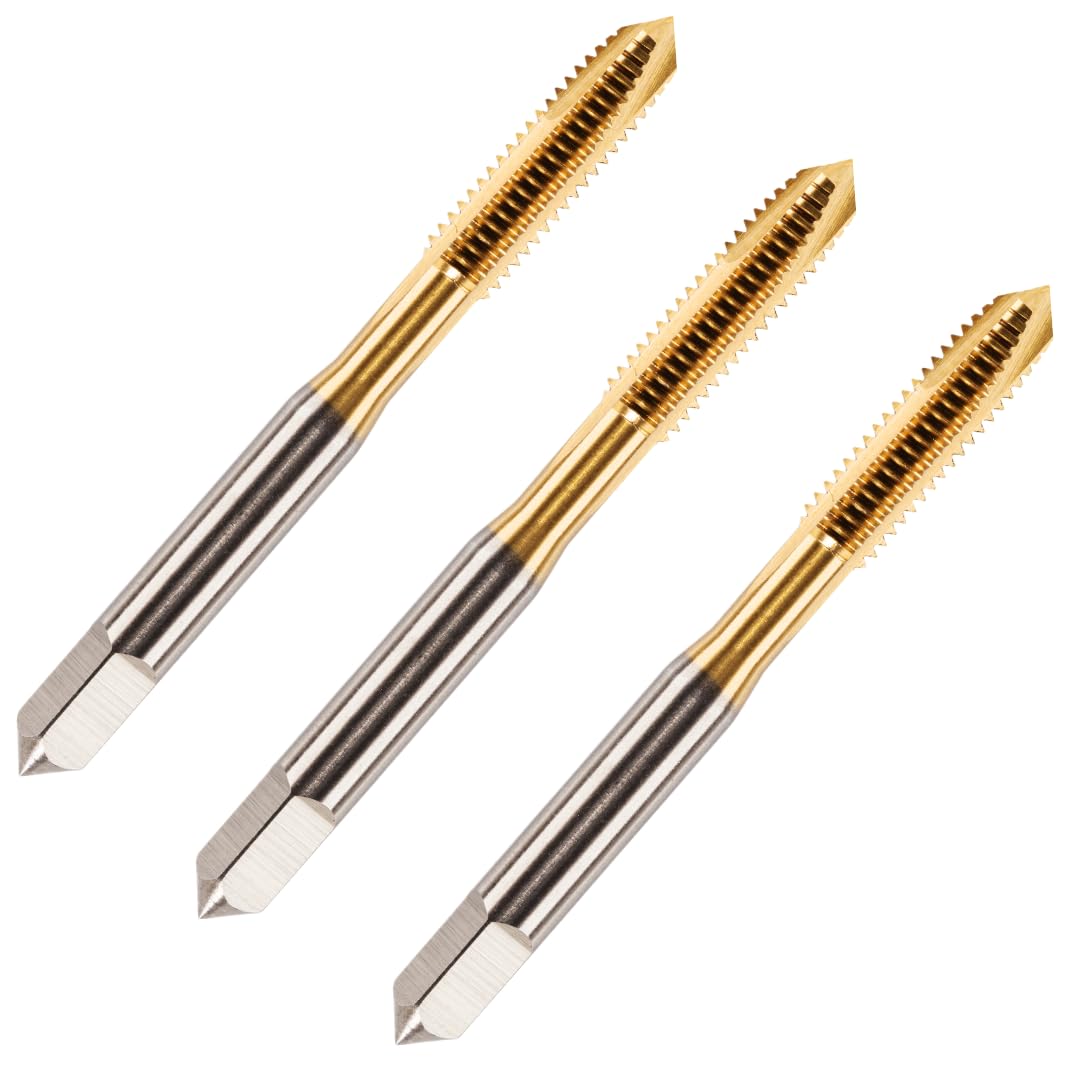3 Pack - M5 x 0.8 Spiral Point Tap HSS M2 Titanium (TiN) Coated 5mm Thread. Metric Hand/Machine Screw Tap Metric Coarse. for Tapping Through Holes