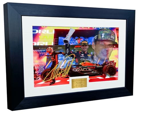 Cadre photo Max Verstappen F1 dédicacé affiche Red Bull 3 fois champion du monde