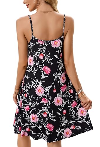 Image of ENMAIN Womens Sundress Summer Spaghetti Strap Button Down Sleeveless Causal Beach Vacation Cover Ups Dress with Pocket