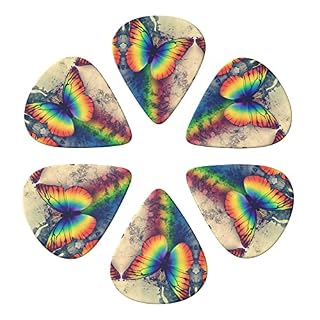 Rainbow Butterfly Lot de 6 médiators pour guitare acoustique, guitare électrique, basse, ukulélé – fins, moyens et épais… – Image 4