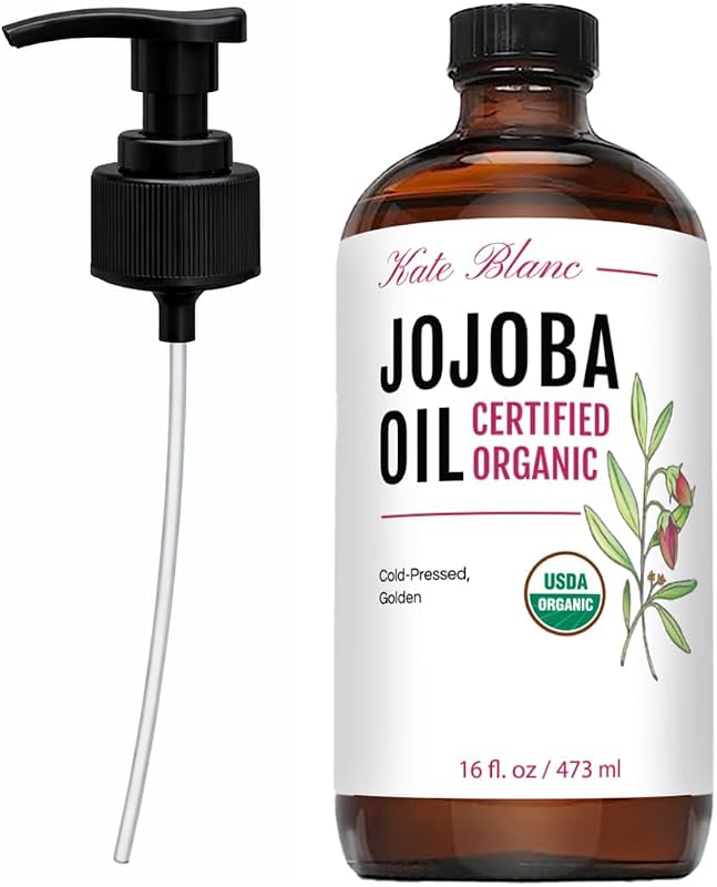 Kate Blanc Cosmetics Óleo de Jojoba Orgânico para Cabelo, Pele e Rosto, 473 mL
